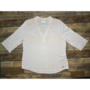 Calvin Klein‎ Blush Pink Roll-Tab Sleeve Top Size XL